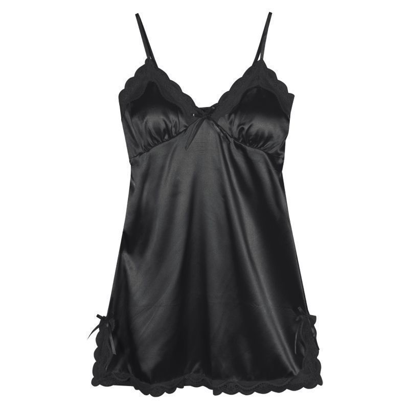 Summer Ice Silk Sling Chest Pad Pajamas Women V-neck Lace Cool Nightdress Thin Homewear