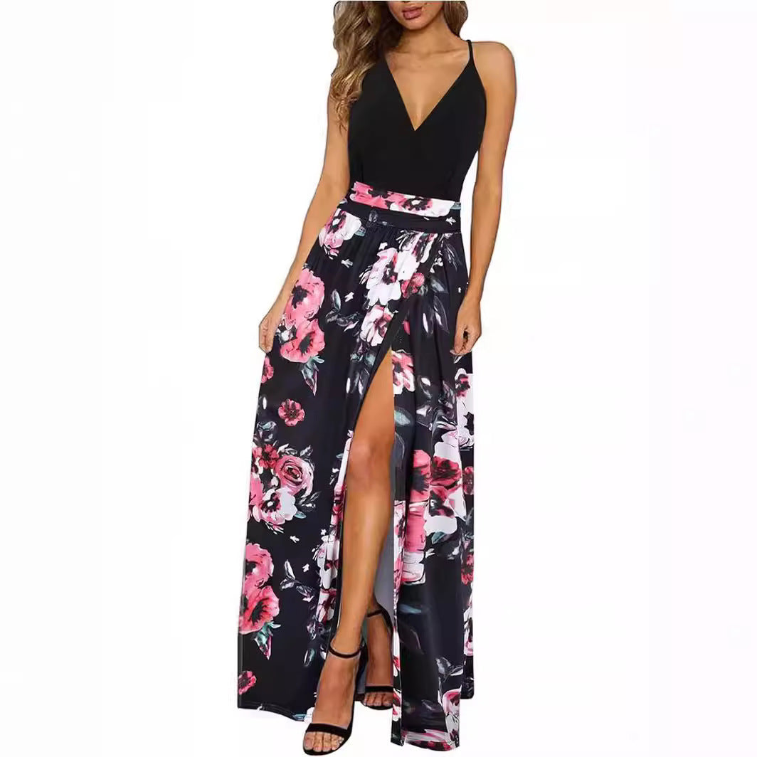 V-neck Wrap Spaghetti Strap Summer Casual Beach Floral Leopard Print Dress