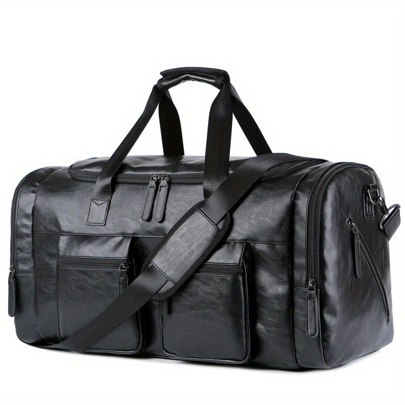 Large Weekend Bag Men Quality PU Leather Travel Carry On Luggage Bag Duffel Handbag Casual Traveling Tote