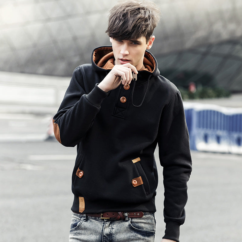 Solid color hoodie hooded sweater coat