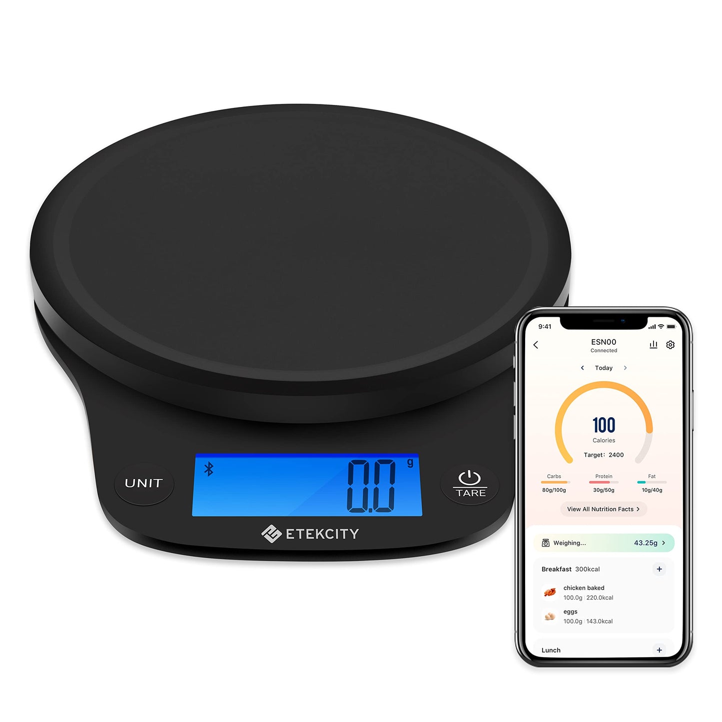 Etekcity Food Kitchen Scale, Digital Grams and Ounces for Weight Loss, Baking, Cooking, Keto and Meal Prep, LCD Display, Medium, 304 Stainless Steel