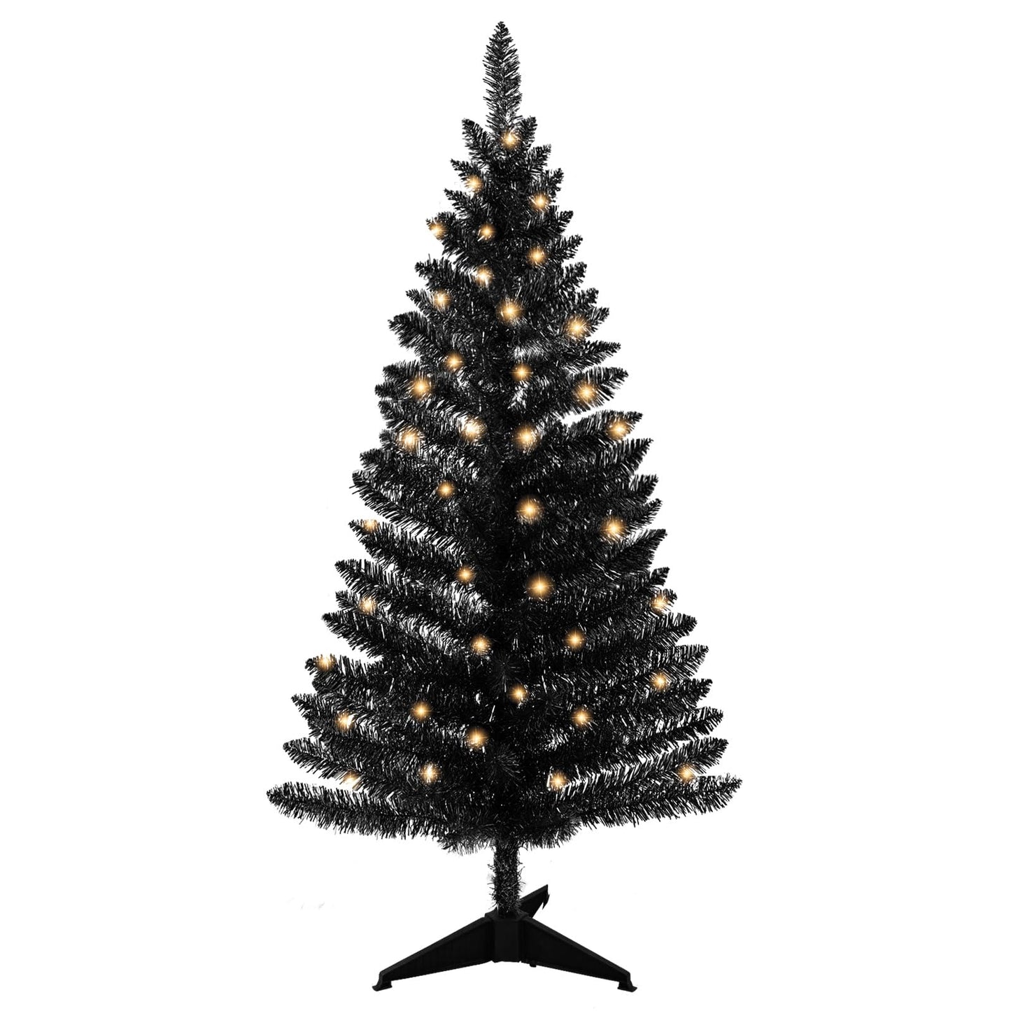 4ft Lighted Artificial White Christmas Tree | Leeheeyee Small Christmas Tree, Not Pre-lit White Tinsel Pine Trees with Lights, Ideal for Home, Office, and Xmas Tree Party Décor