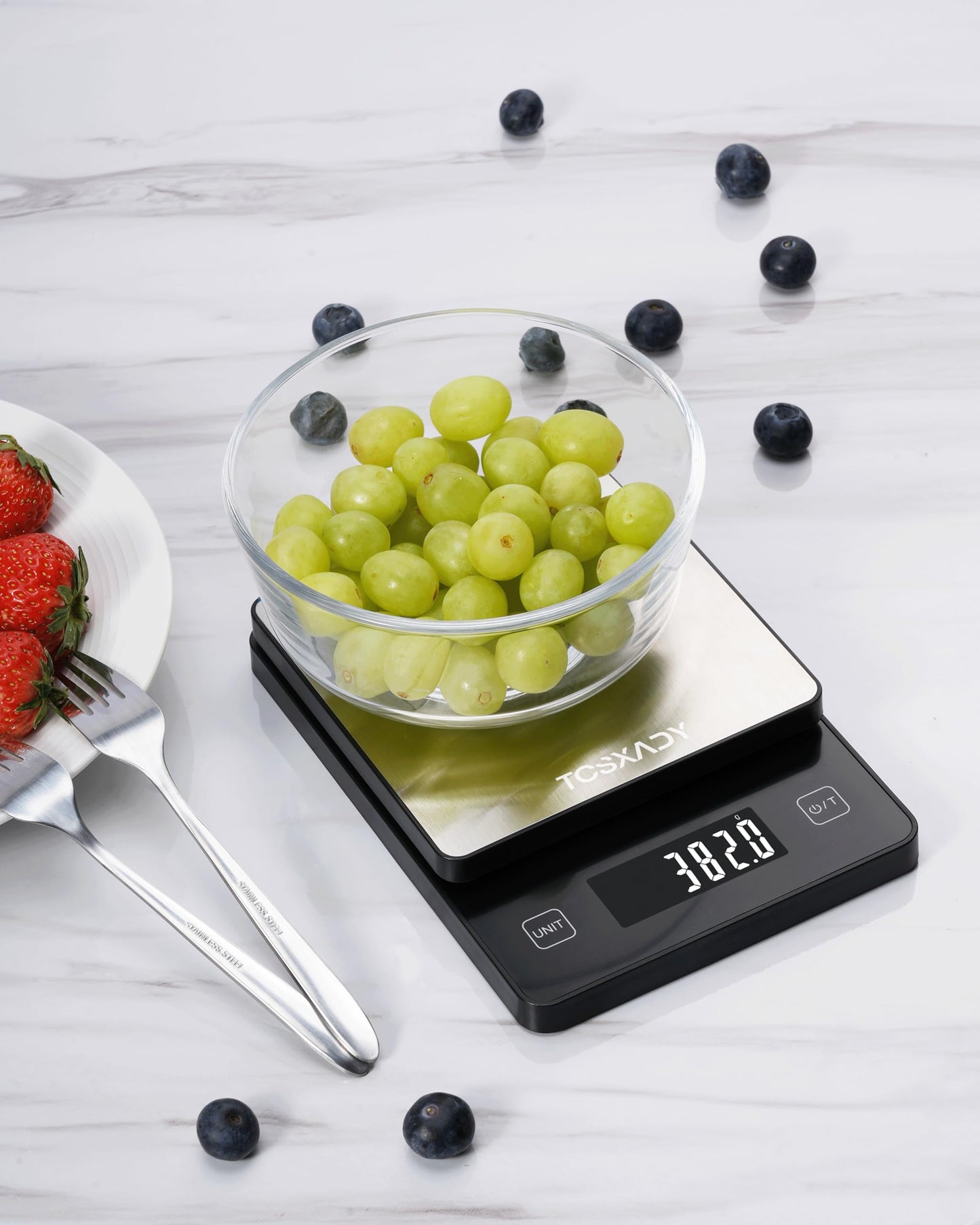 Food Scale, 11lb Digital Kitchen Scale with 6 Units LCD Display and Tare Function,Compact Design for Baking,Healthy Cooking,Meal Prep, 304 Stainless Steel