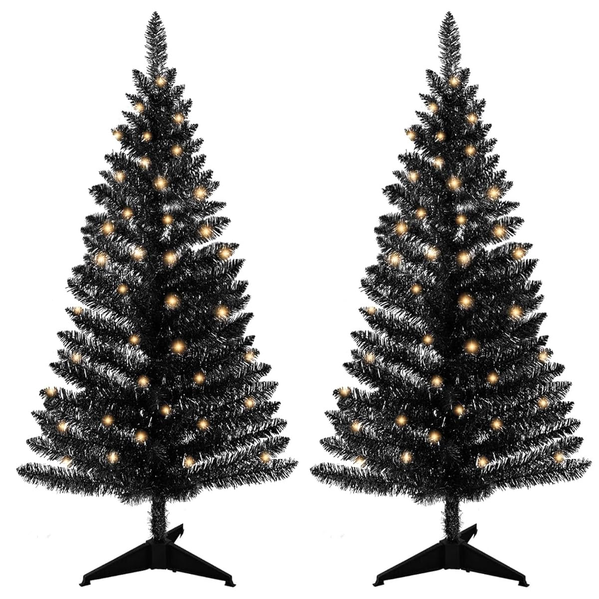 4ft Lighted Artificial White Christmas Tree | Leeheeyee Small Christmas Tree, Not Pre-lit White Tinsel Pine Trees with Lights, Ideal for Home, Office, and Xmas Tree Party Décor