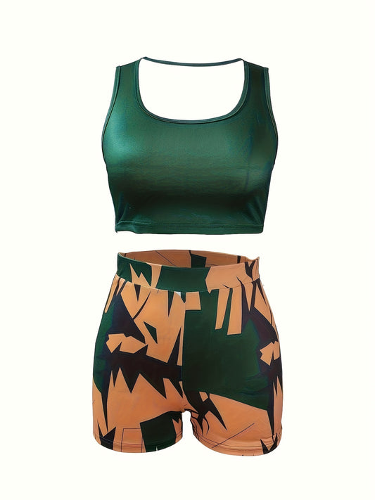 Women's Set Hawaii Beach Holiday Wind Numerical Print Tank Tops & Shorts 2 Piece Set