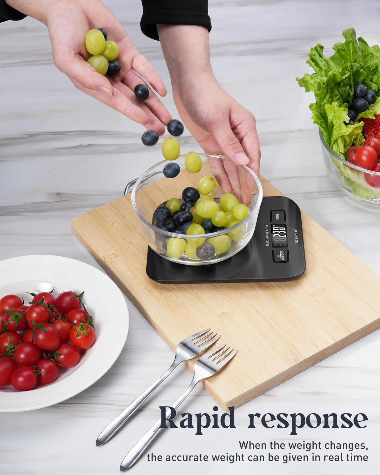 Food Scale, 11lb Digital Kitchen Scale with 6 Units LCD Display and Tare Function,Compact Design for Baking,Healthy Cooking,Meal Prep, 304 Stainless Steel