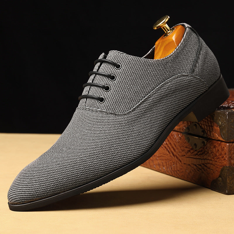 Men's Casual Leather Shoes Denim Black Bridegroom Wedding Trendy Shoes