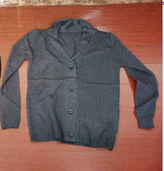 Single-breasted openwork crochet sweater