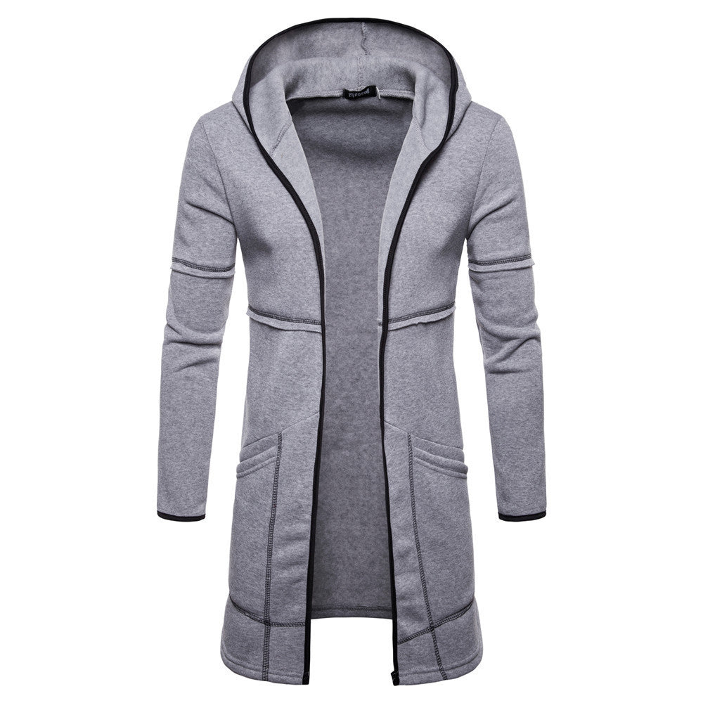 Cardigan hooded solid color men's sweater