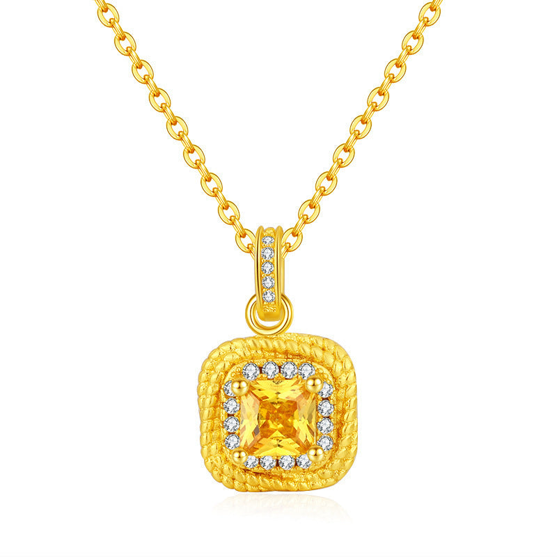 Women's Simple Small Sugar Cube Rings Ear Studs Jewelry Copper-plated Gold Jewelry Suit