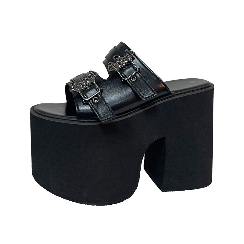 Super High Heel Muffin Platform Chunky Heel Women's Slippers