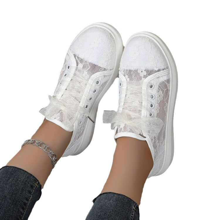 All-matching Graceful Sexy Lace Print Stitching Breathable Casual Skateboard Shoes