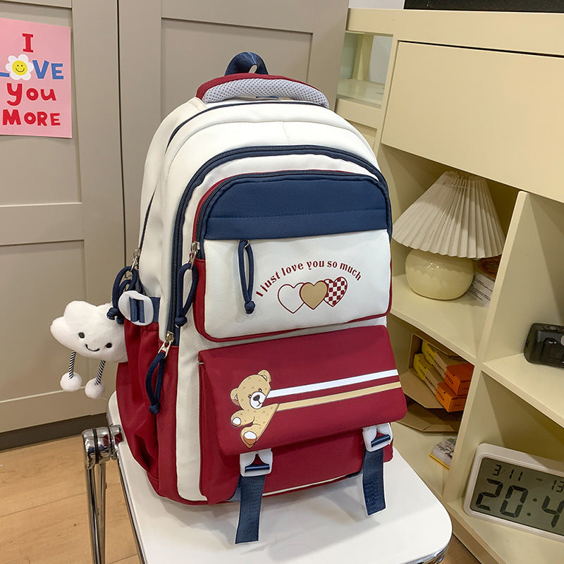 Student Portable Burden Alleviation Middle School High School Girl Large Capacity Backpack