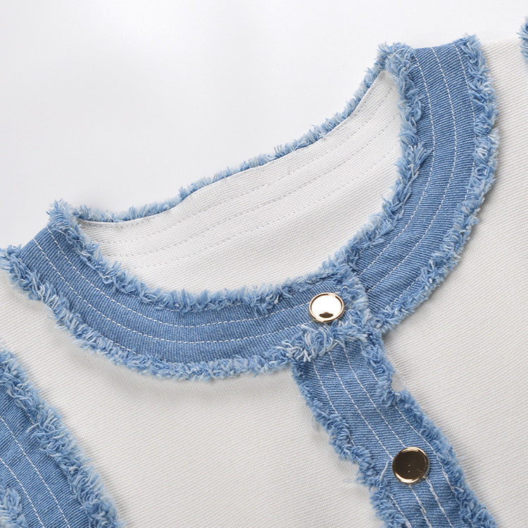 Spring And Summer New Patchwork Contrast Color Burr Dress