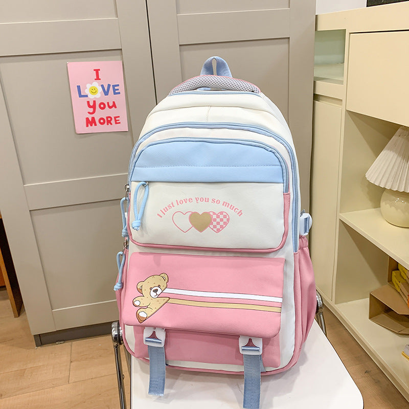 Student Portable Burden Alleviation Middle School High School Girl Large Capacity Backpack