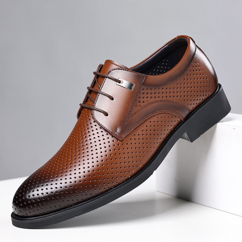 Men's Height Increasing Insole Formal Business Hollow Leather Shoes