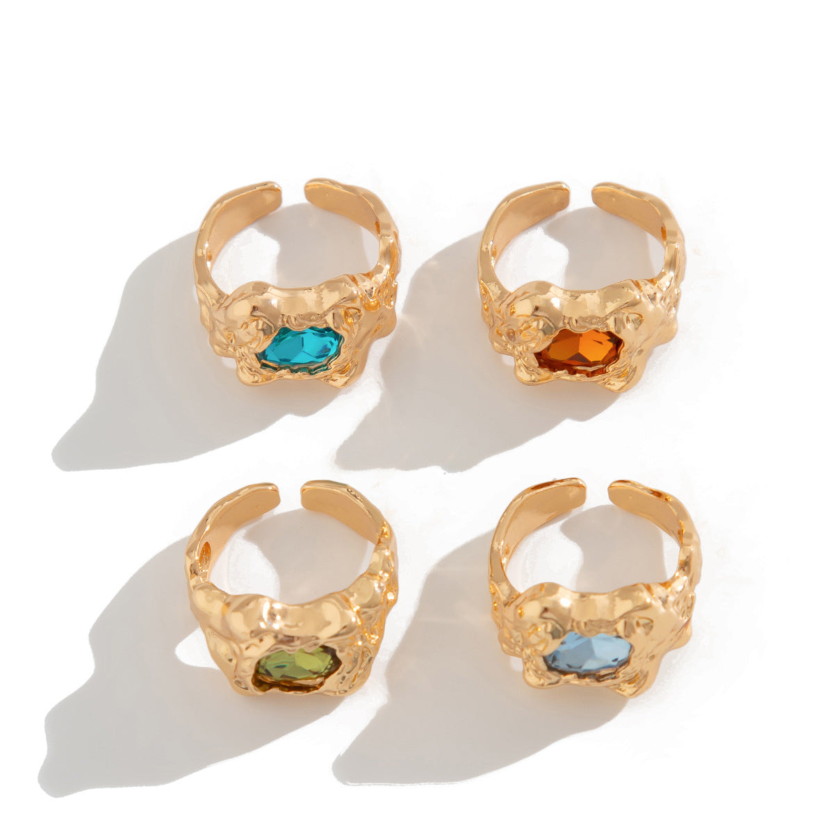 European And American Fashion Cool Pleated Lava Metal Gemstone Ring For Men