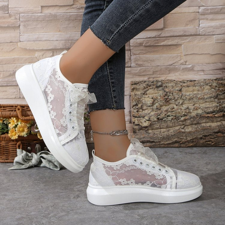 All-matching Graceful Sexy Lace Print Stitching Breathable Casual Skateboard Shoes