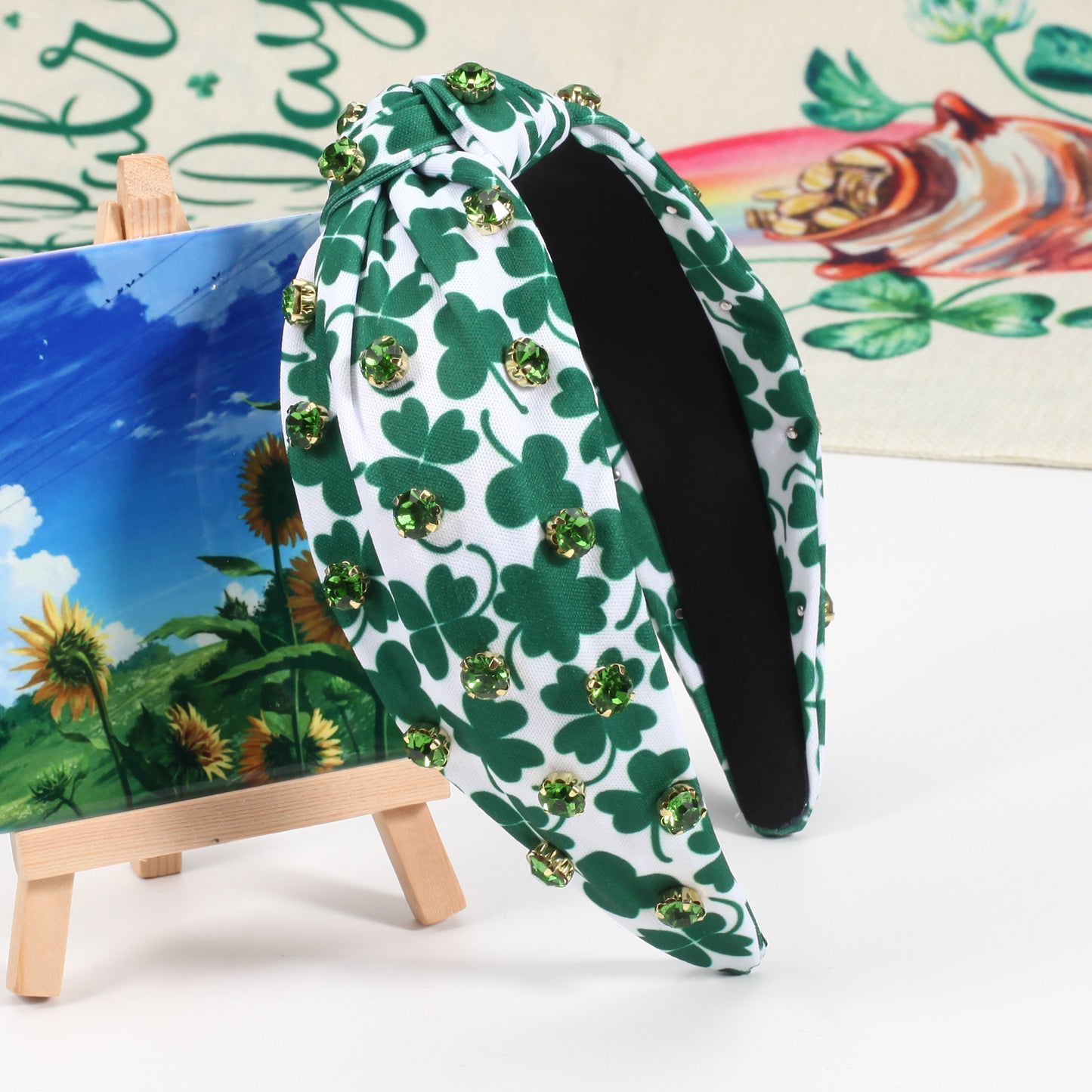 Knotted Irish St Patrick's Day Rhinestone-encrusted Headband