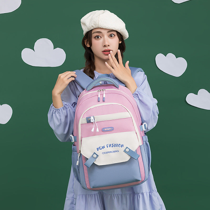 New Student Schoolbag Colorful Contrast Color Schoolbag