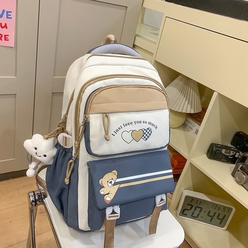 Student Portable Burden Alleviation Middle School High School Girl Large Capacity Backpack