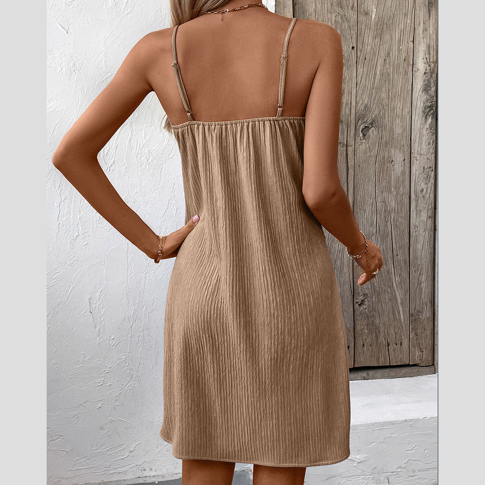 Women's Fashion Personalized Solid Color Sling Dress