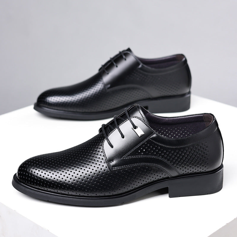 Men's Height Increasing Insole Formal Business Hollow Leather Shoes