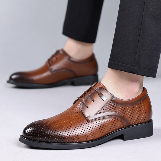 Men's Height Increasing Insole Formal Business Hollow Leather Shoes