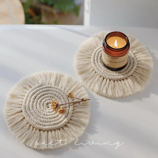2pcs Table Mat Set Non-Slip Bowl Pad Round Cotton Coaster Set Dining Table Placemats Modern Home Decoration Accessories