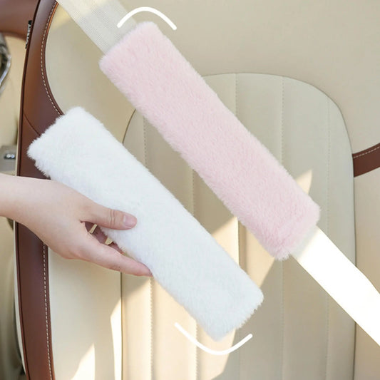 1 piece of artificial rabbit hair long car seat belt shoulder protector suitable for autumn and winter seasons