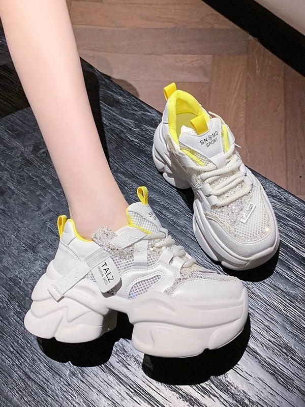 Genuine Leather 8cm Thick Bottom Women's Height Increasing Casual Sneaker