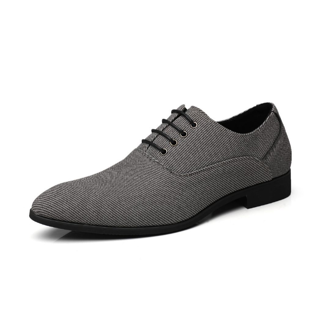 Men's Casual Leather Shoes Denim Black Bridegroom Wedding Trendy Shoes