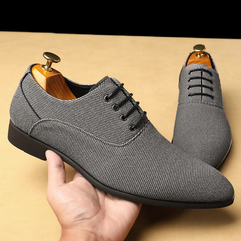 Men's Casual Leather Shoes Denim Black Bridegroom Wedding Trendy Shoes