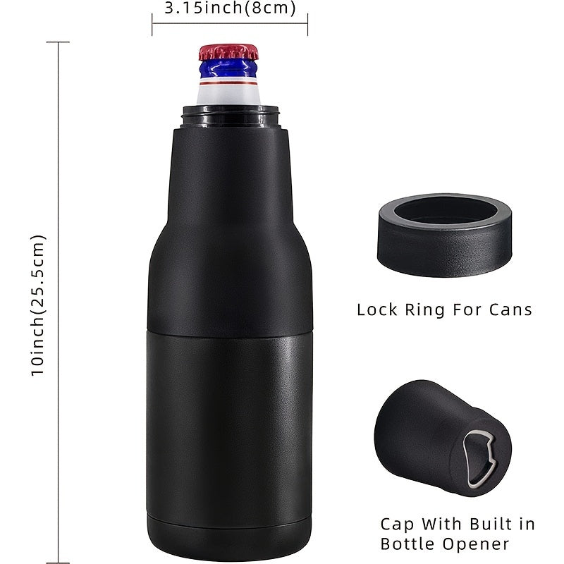 1pc Beer Bottle Insulator Can Cooler With Bottle Opener 12 Oz 304 Stainless Steel 3 In 1 Beer Cooler Beer Gifts For Men Slim Can Insulated