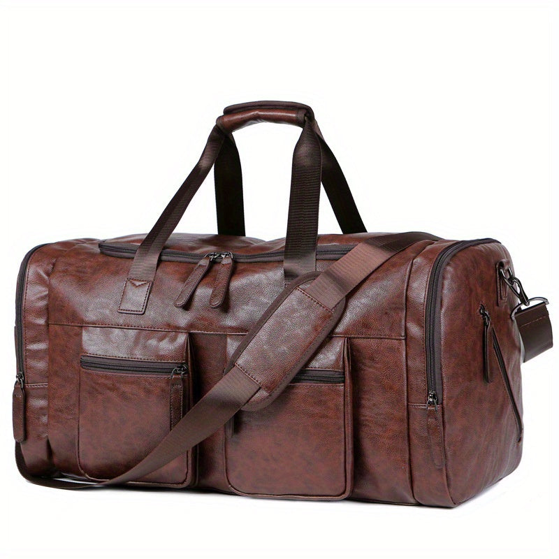 Large Weekend Bag Men Quality PU Leather Travel Carry On Luggage Bag Duffel Handbag Casual Traveling Tote