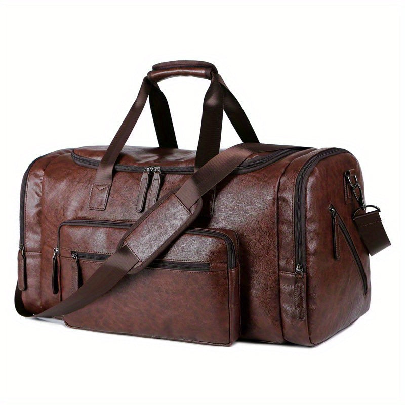 Large Weekend Bag Men Quality PU Leather Travel Carry On Luggage Bag Duffel Handbag Casual Traveling Tote