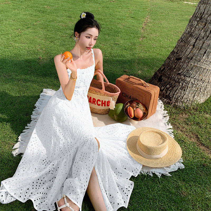 Waist Slimming Vacation Style Beach Dress Summer