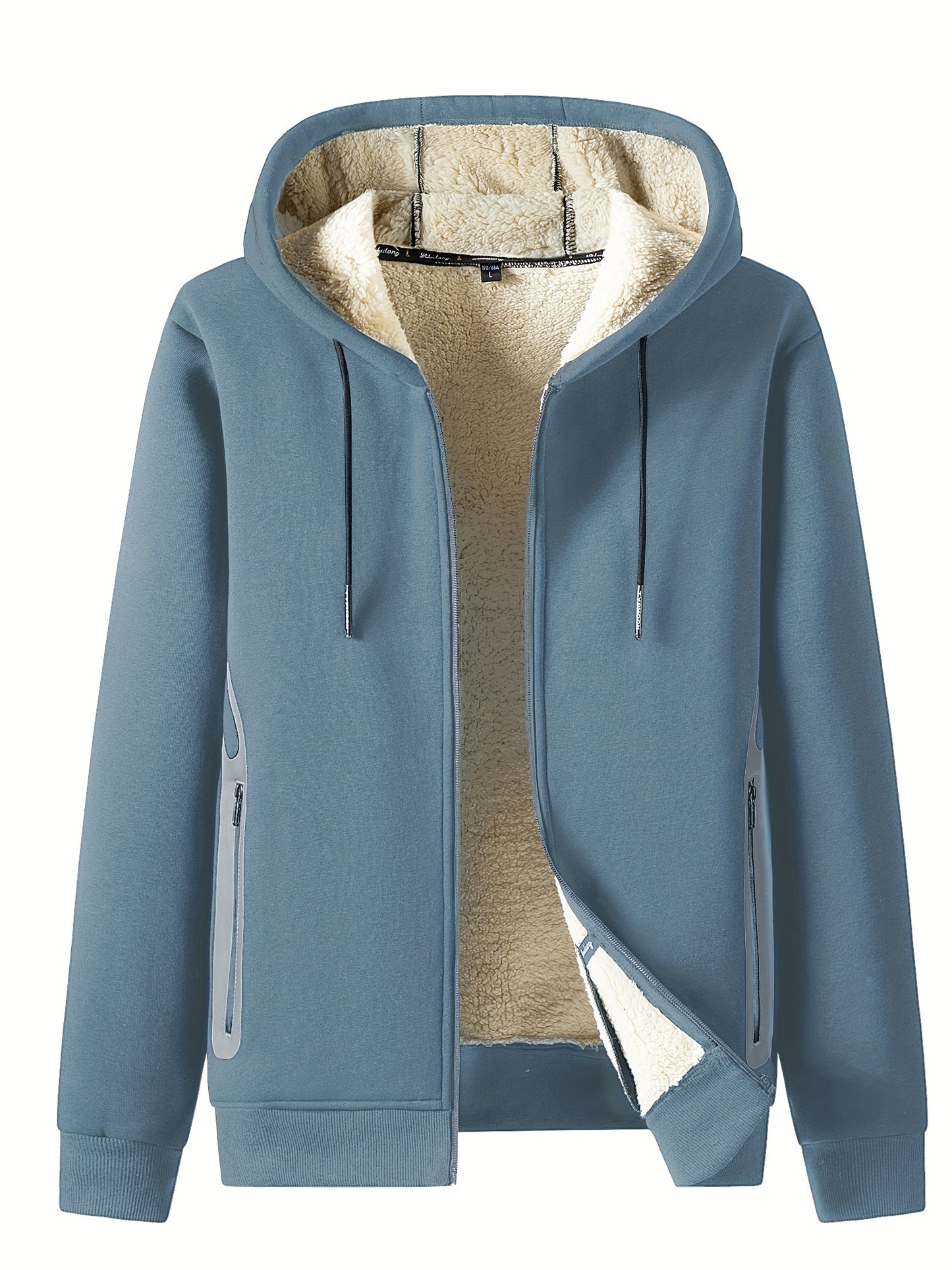 Cozy Fleece Thermal Hooded Jacket for Men - Soft, Warm, and Water-Resistant with Zipper Closure and Adjustable Drawstrings for Winter Outdoor Activities - Perfect for Casual Daily Wear, Hiking, Camping, and Skiing