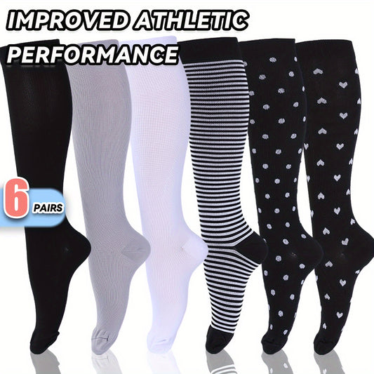 15-20mmHg Graduated Compression Copper Compression Socks - 6 Pairs For Women And Men - Improved Circulation And Reduced Swelling