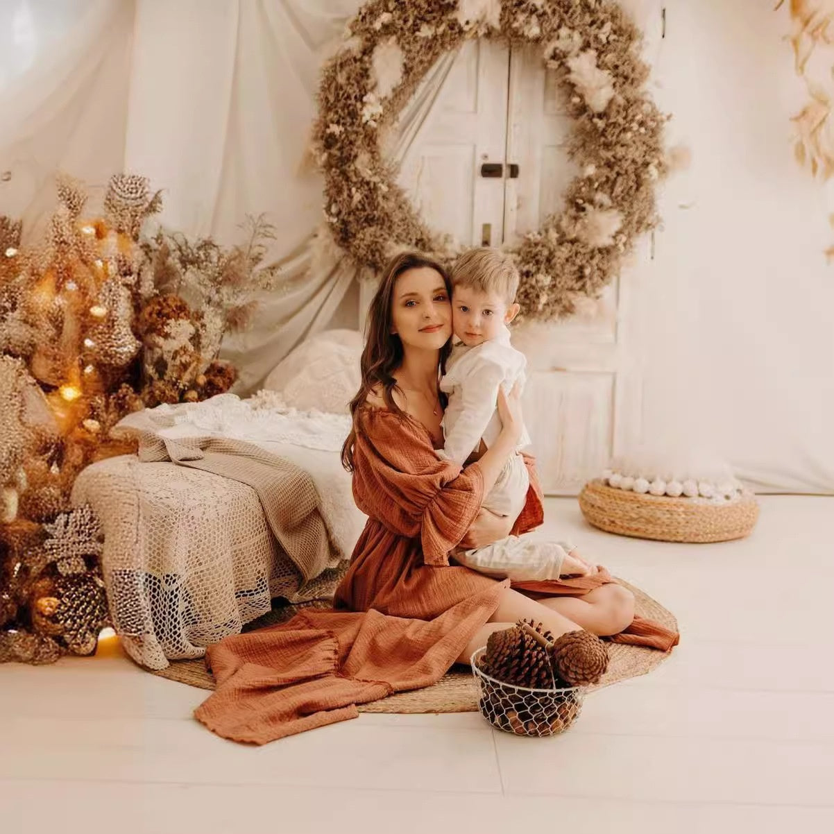 Women's Button Puff Sleeve Mop Dress